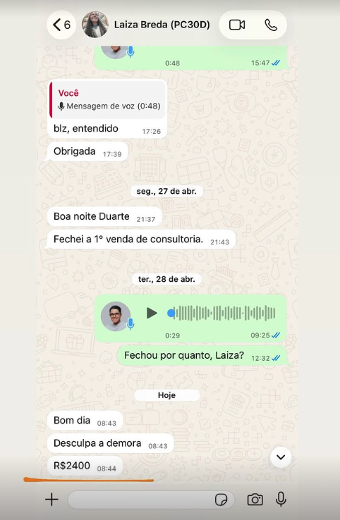 Primeira venda de consultoria