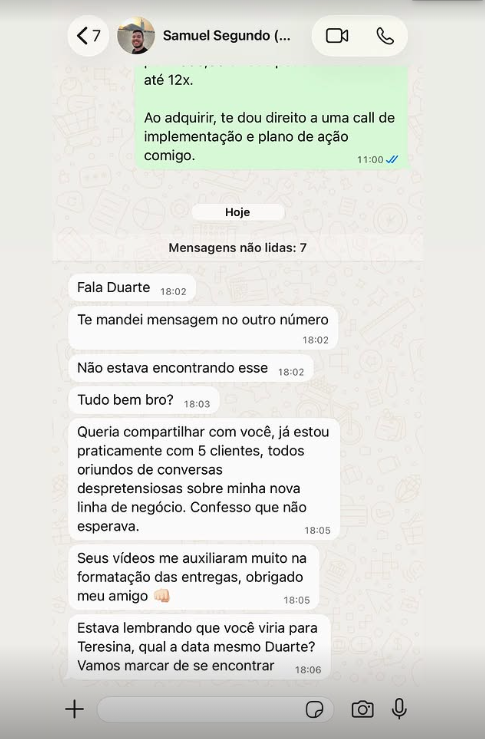 Consultor com 5 clientes da nova linha